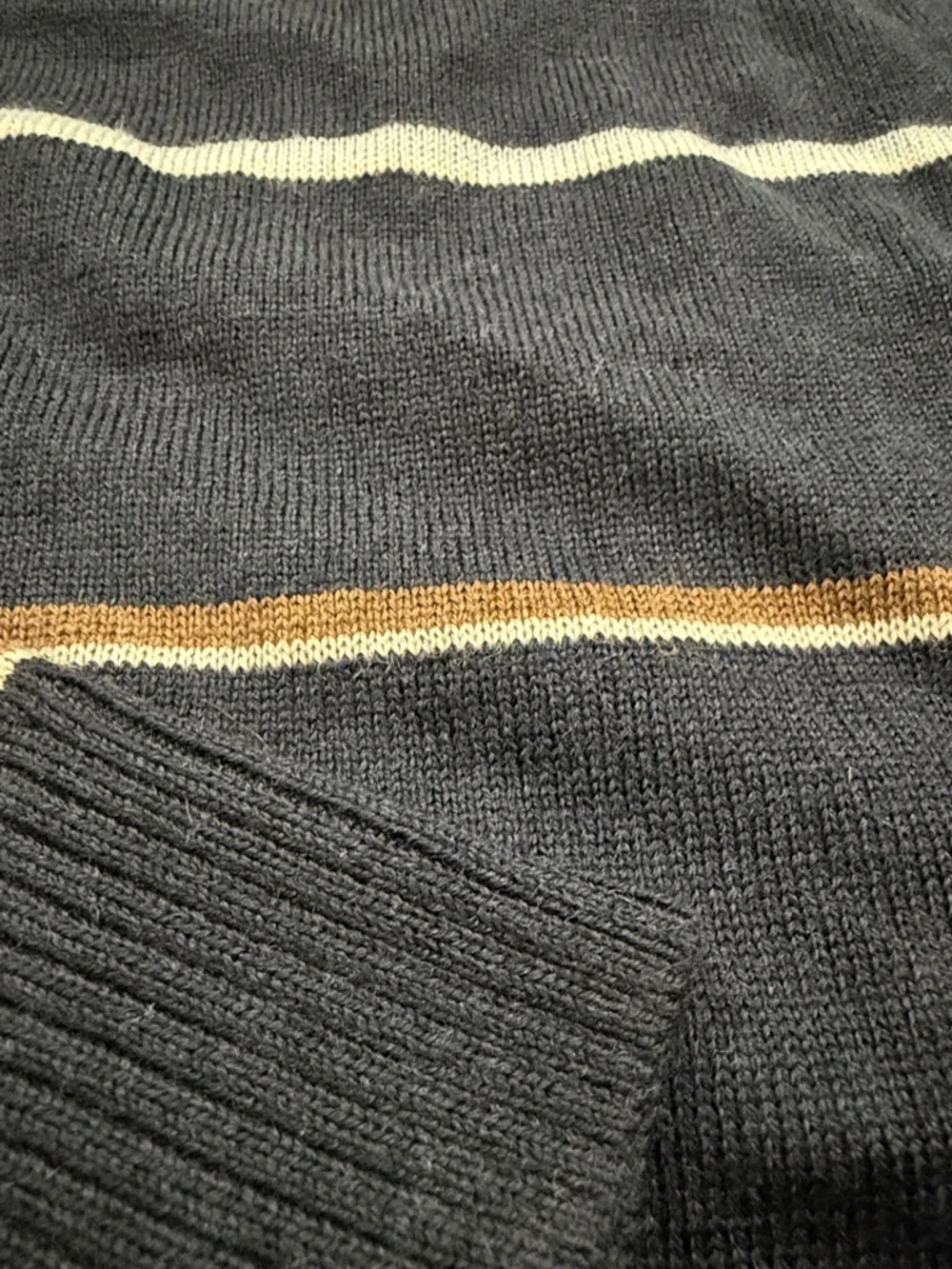 Banana‎ Republic Navy Crewneck Sweater with White and Tan Stripes